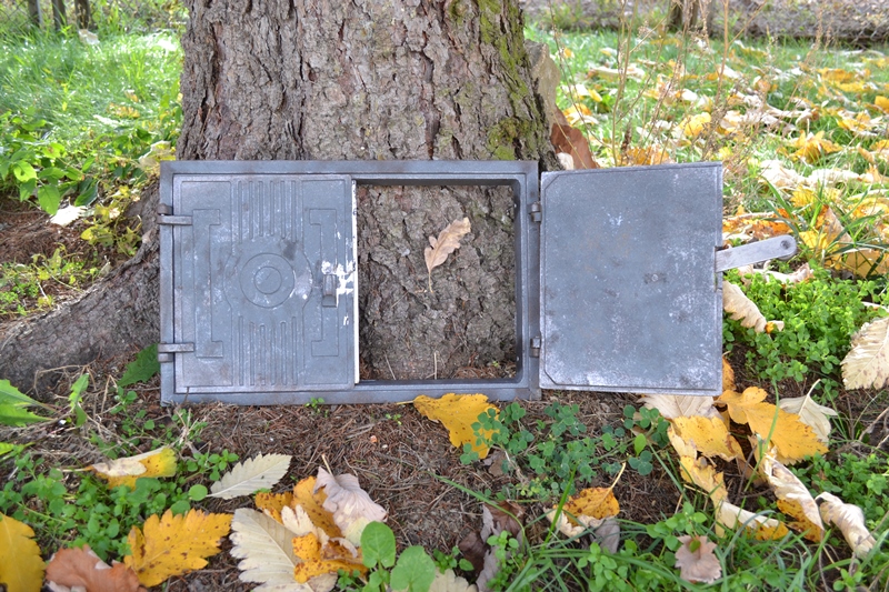 Backofentür, Ofentür aus Gusseisen Kamintür Schwarz Matt/Alt Silber